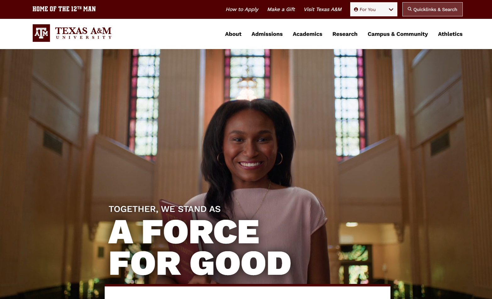 a screenshot of Texas A&M University's home page